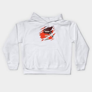 Ripped Bass Guitar J-Style Red Color Kids Hoodie